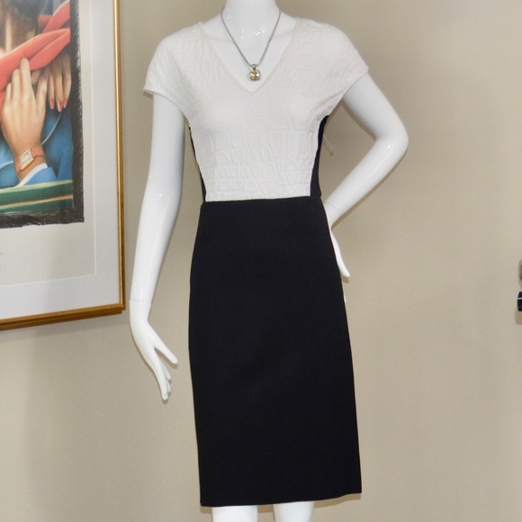 ππ·οΈ  St.John Black Lable Embossed CrocJacquard Knit Dress.-flattering πΊπΈ - Picture 6 of 13
